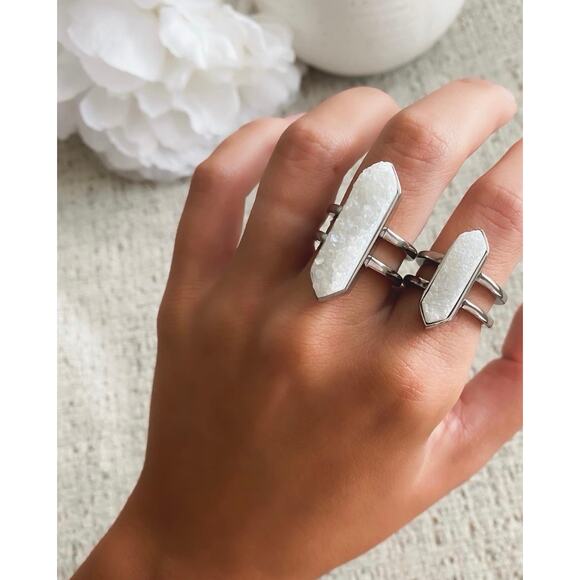 Retail $50 Kinsley Armelle‎ Silver Parvus Quartz Ring*Velvet gift bag - Picture 2 of 3